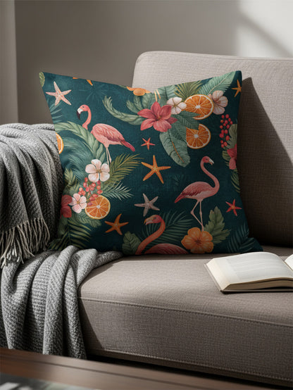 Tropical Flamingo Print Throw Pillow for Home Decor