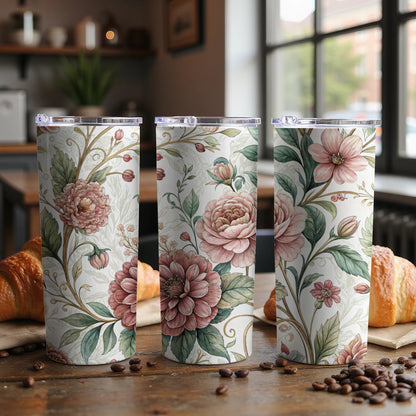 Floral Artwork Illustration for 20 oz Skinny Tumbler - Walk Greener