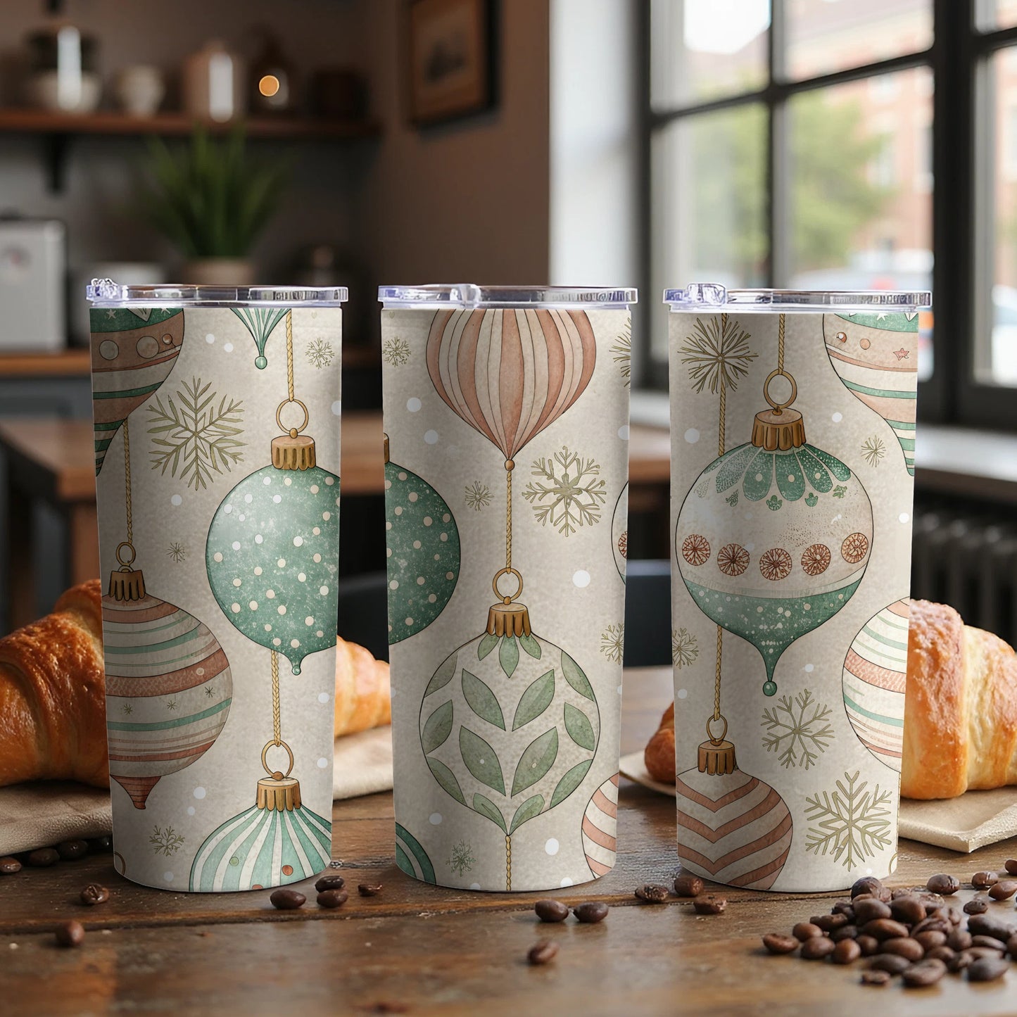 Festive Vintage Ornament Pattern Insulated Tumbler