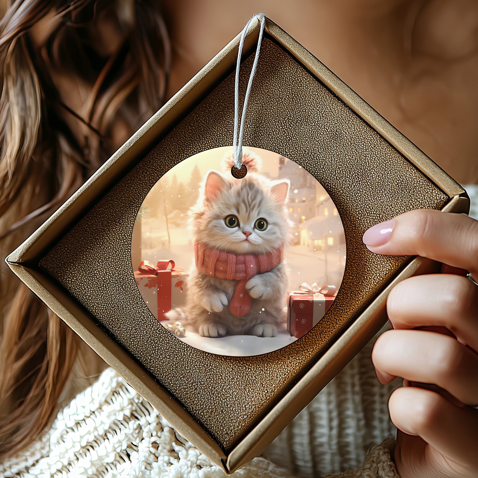 Adorable Kitten Christmas Ornament Beautiful Gift product