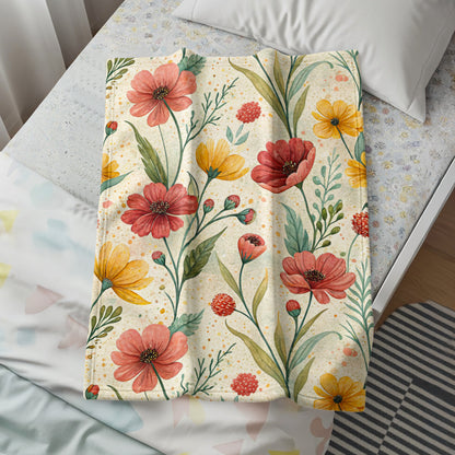 Watercolor Floral Pattern of Red and Yellow Flowers - Walk Greener