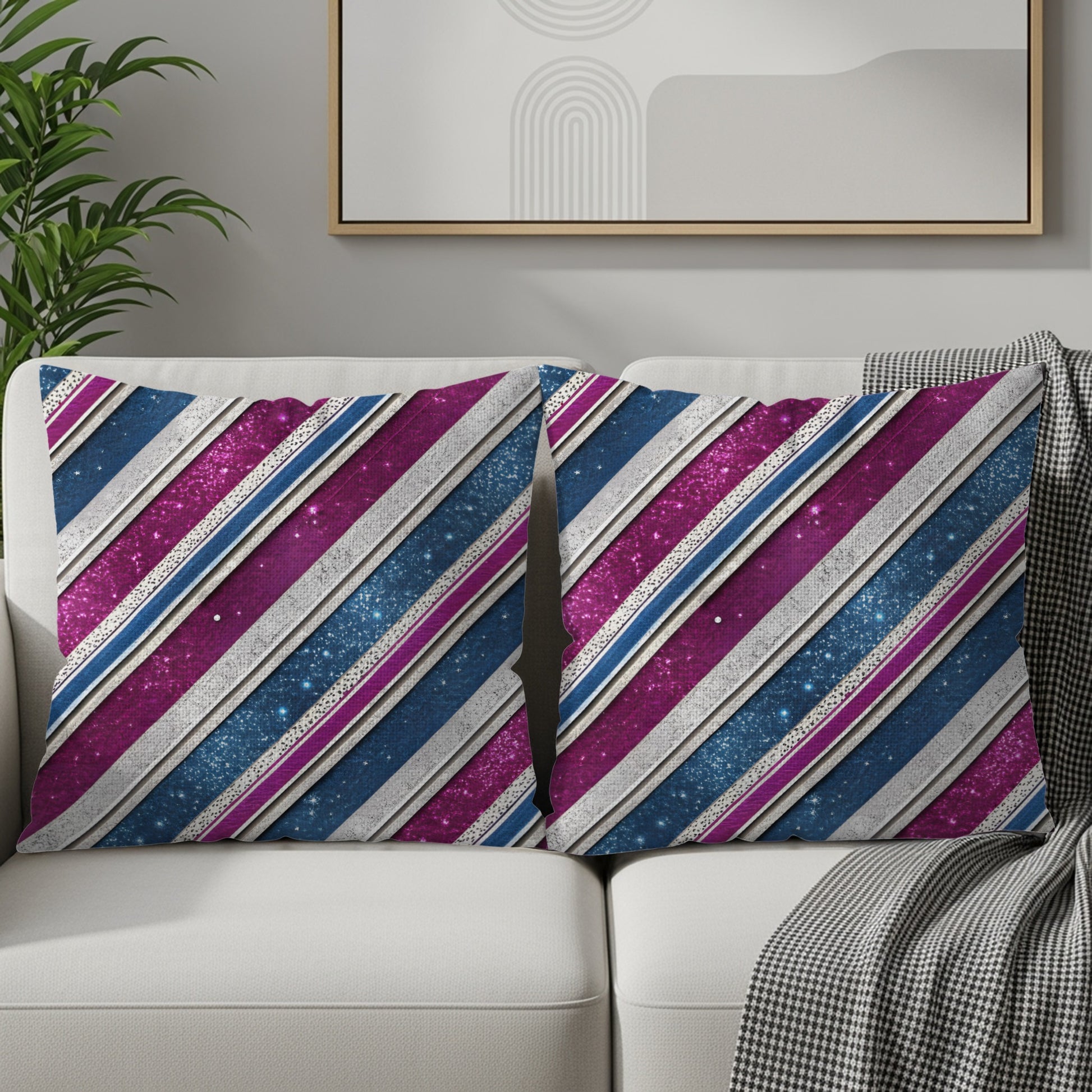 Striped Glitter Design Throw Pillow Cover Set