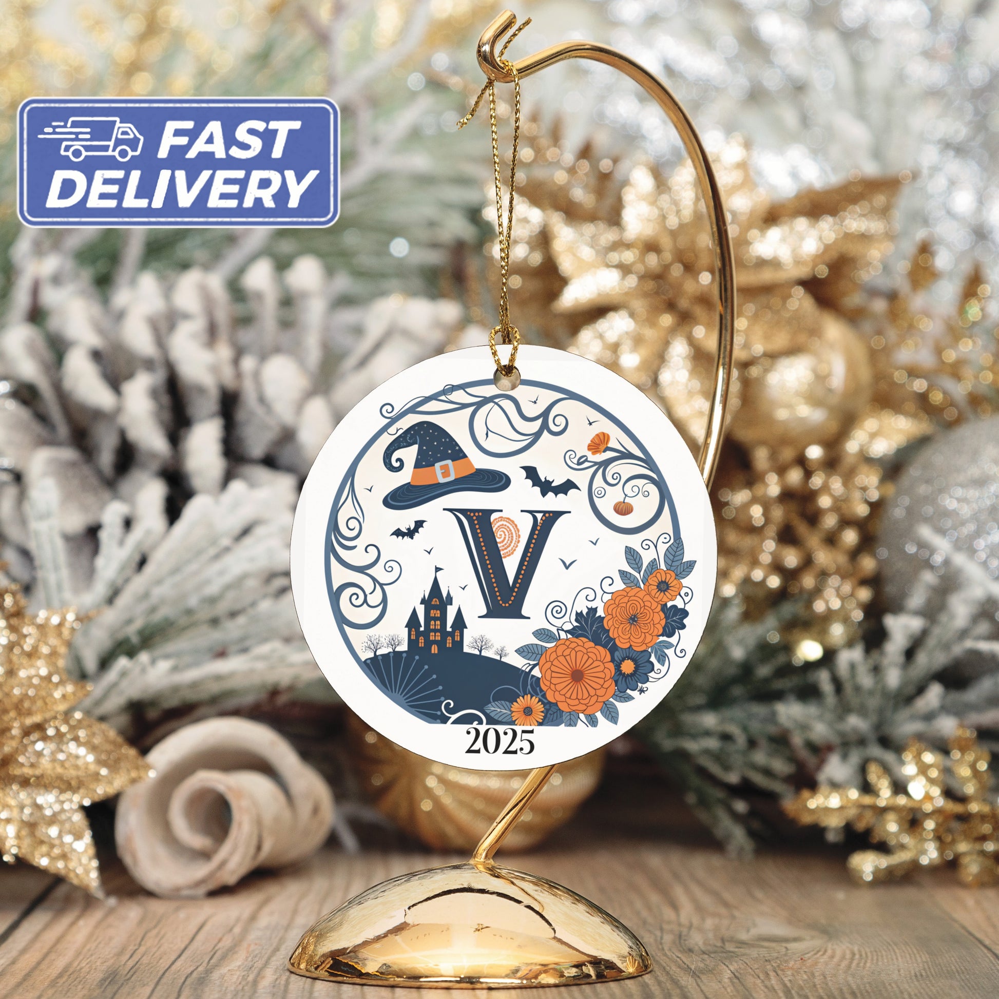 Custom Monogram Halloween Ornament Unique Christmas product
