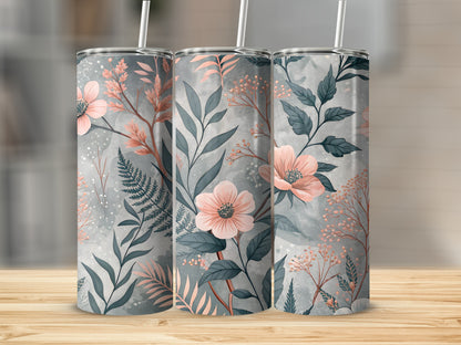 Floral Design Pattern on Gray Background Great Tumbler - Walk Greener