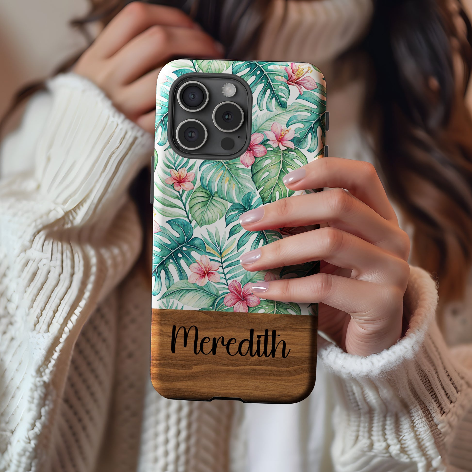Custom Floral Tropical Name Phone Case Meredith