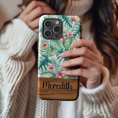 Custom Floral Tropical Name Phone Case Meredith
