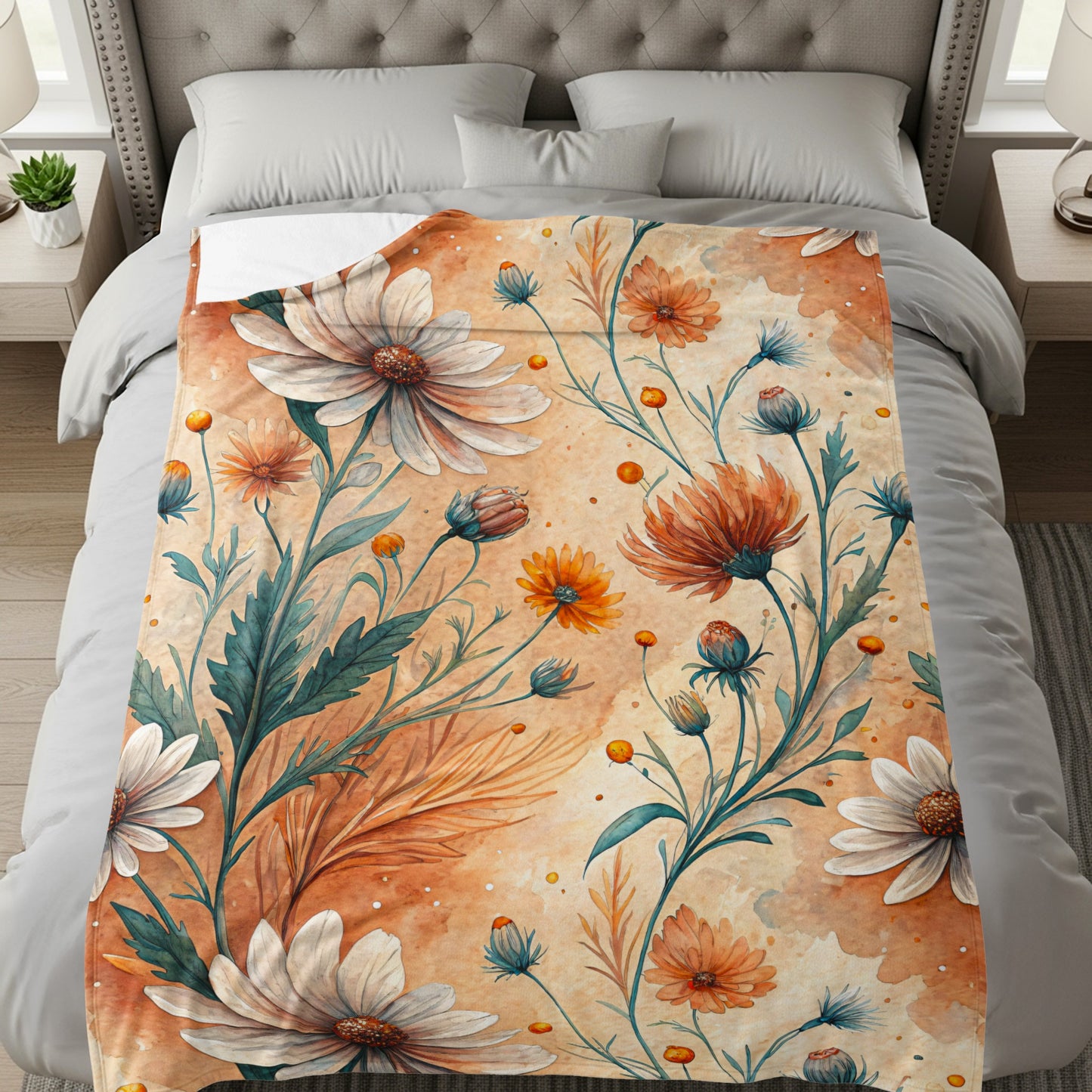 Elegant Daisy Bloom Design Watercolor Style Floral Art - Walk Greener
