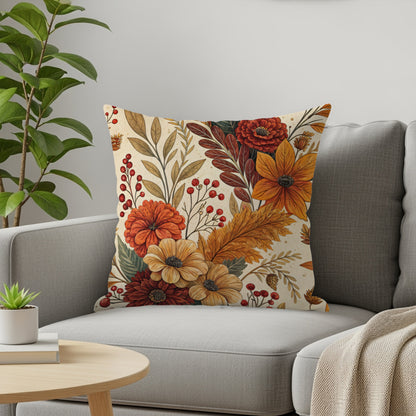 Autumn Floral Decorative Pillow for Cozy Home Decor