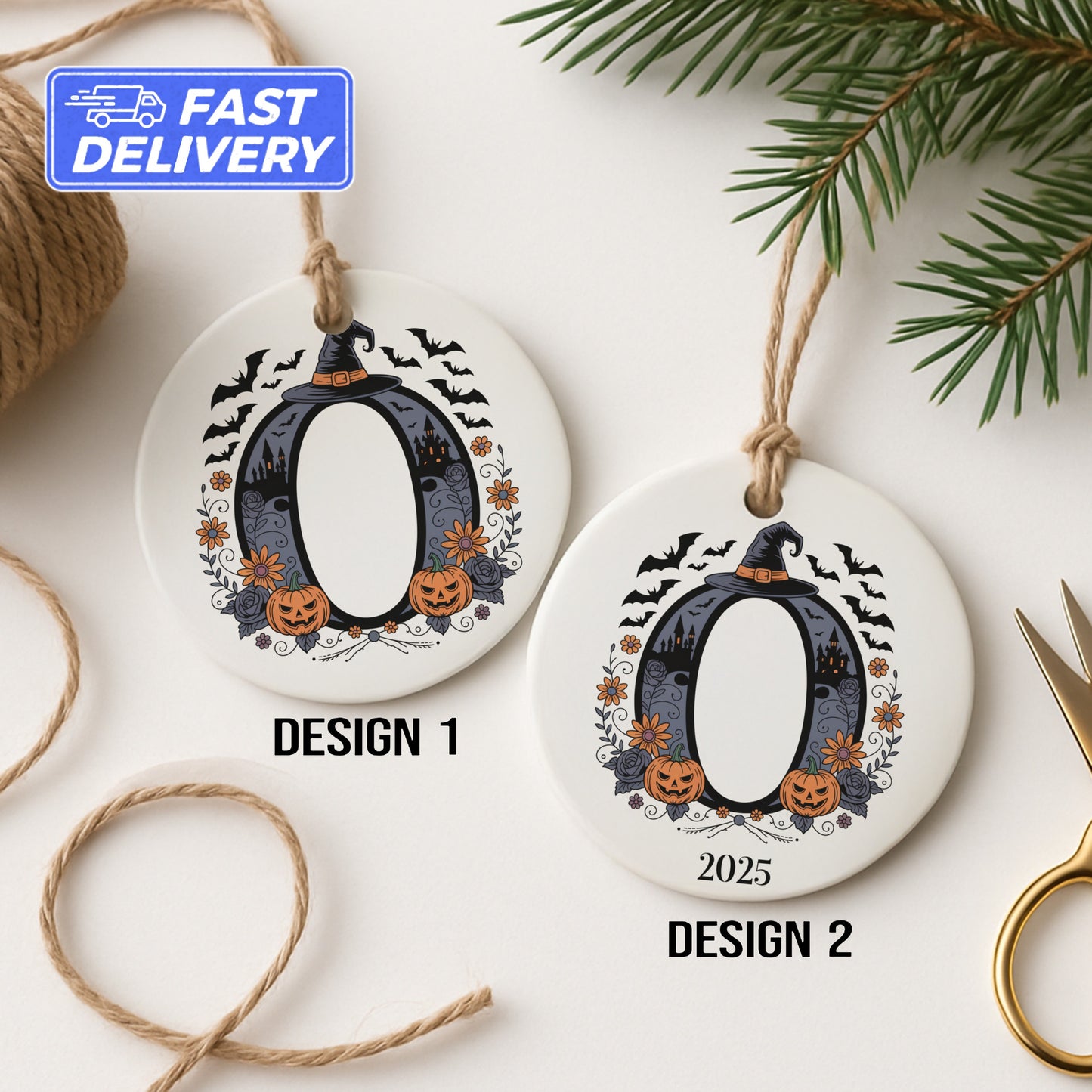 Personalized Halloween Pumpkin Round Ornament product