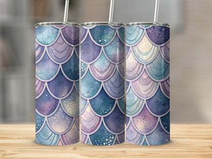 Watercolor Pastel Mermaid Scales Pattern Design Tumbler - Walk Greener