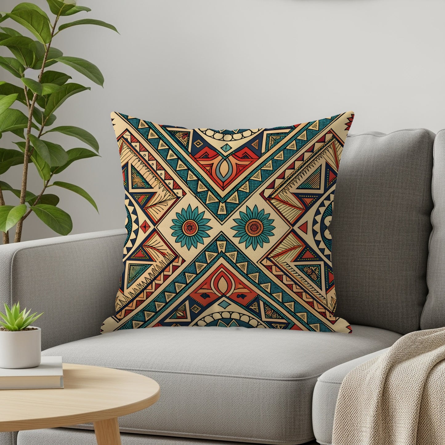 Vibrant Geometric Patterned Cushion for Stylish Decor