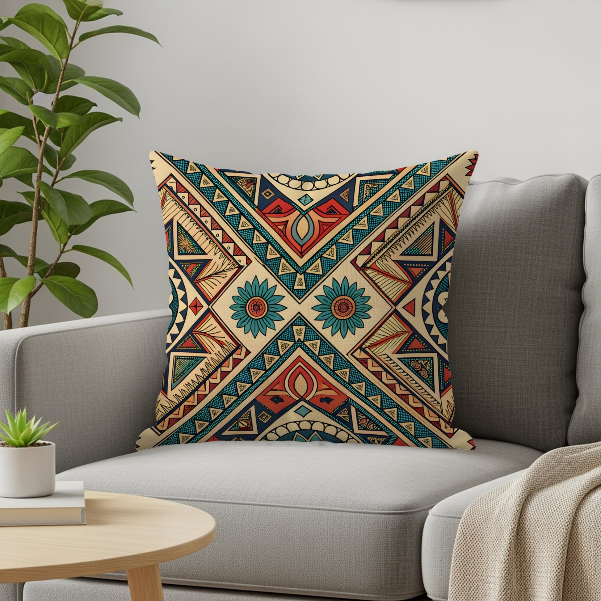 Vibrant Geometric Patterned Cushion for Stylish Decor