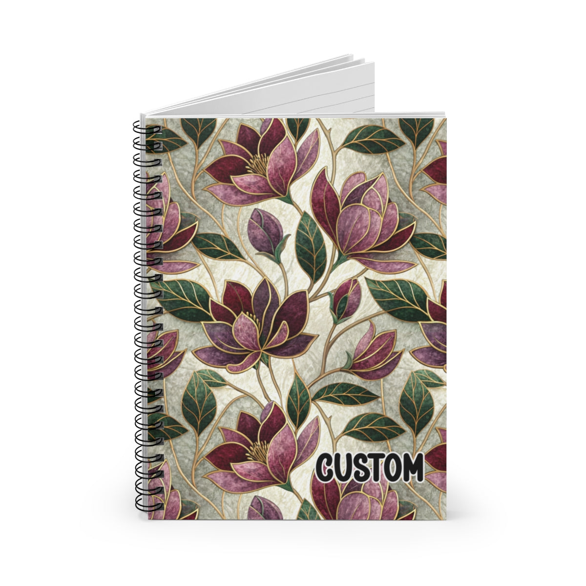 Custom Floral Pattern Spiral-Bound Notebook