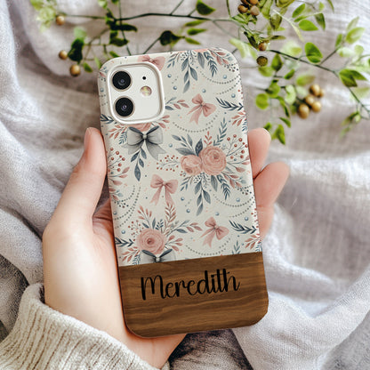 Floral and Personalized Name iPhone Case Cover