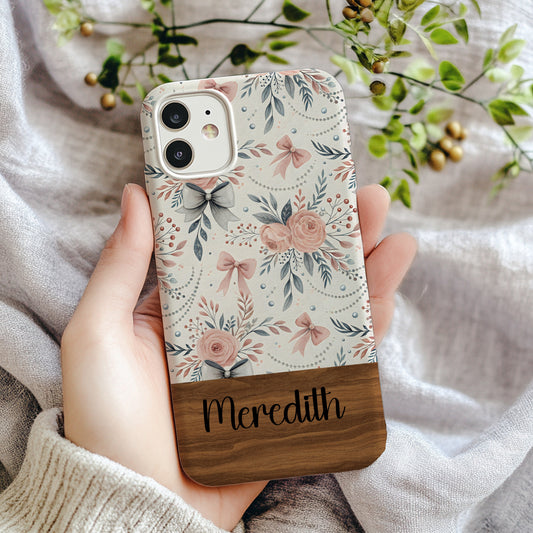 Floral and Personalized Name iPhone Case Cover