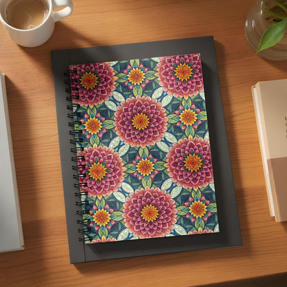 Vibrant Floral Pattern Spiral Bound Notebook