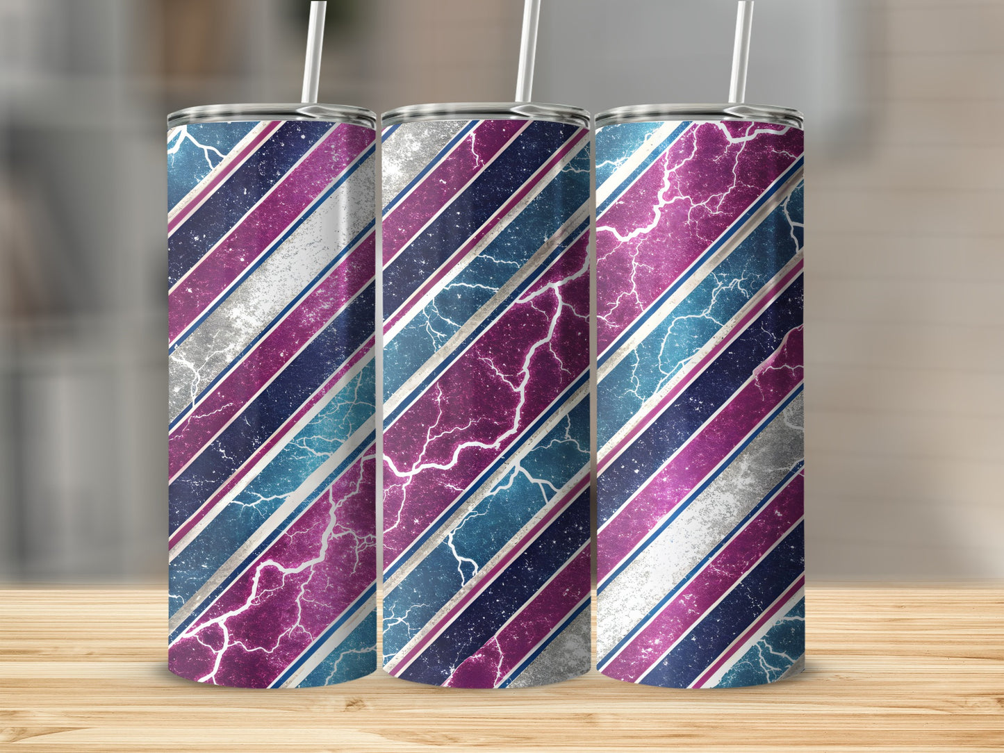 Vibrant Lightning Storm Stripe Design Tumbler