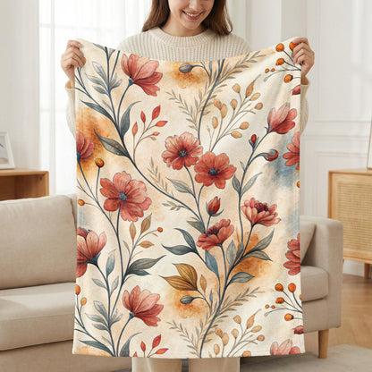 Red Floral Pattern Artistic Watercolor Painting Design - Walk Greener