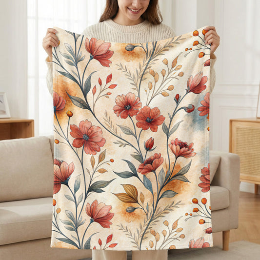 Red Floral Pattern Artistic Watercolor Painting Design - Walk Greener