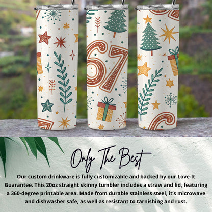 Festive 20oz Straight Skinny Tumbler with Lid and Straw