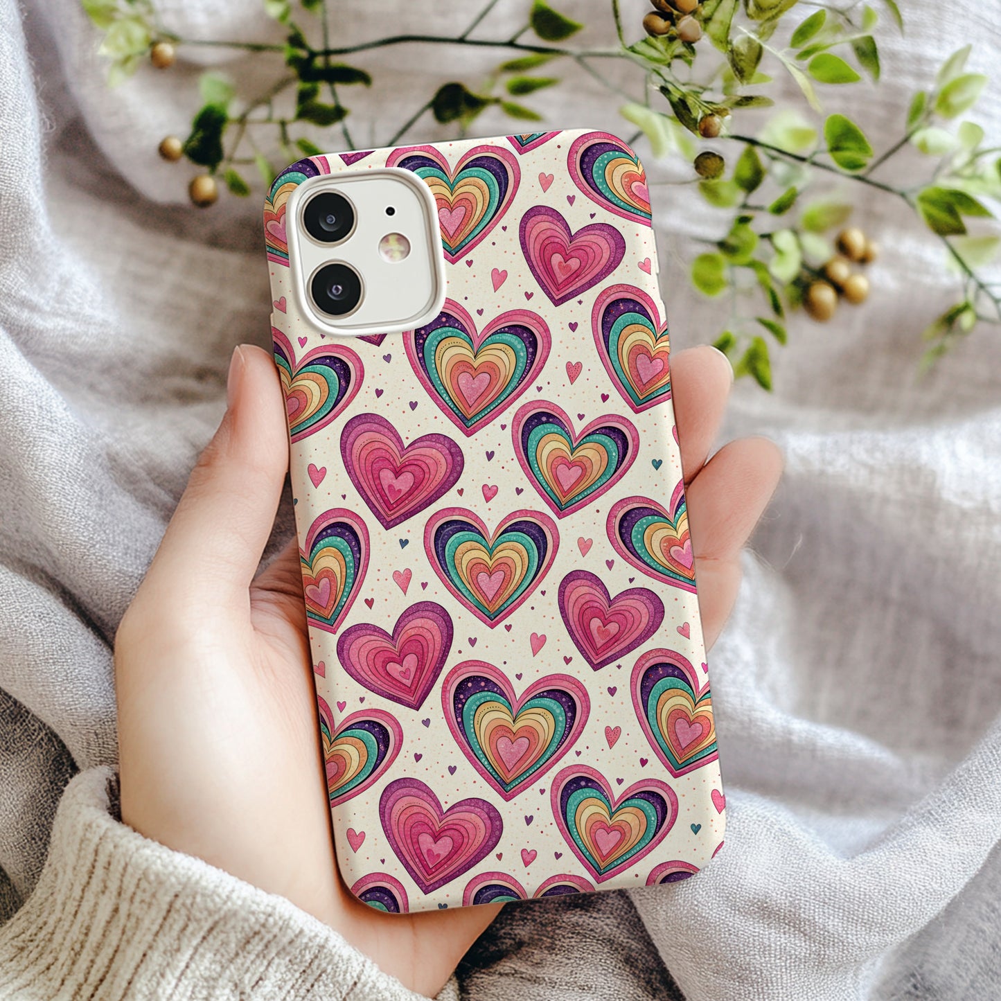 Heart Pattern with Custom Name Valentines Day Gift Custom Phone Case - Walk Greener