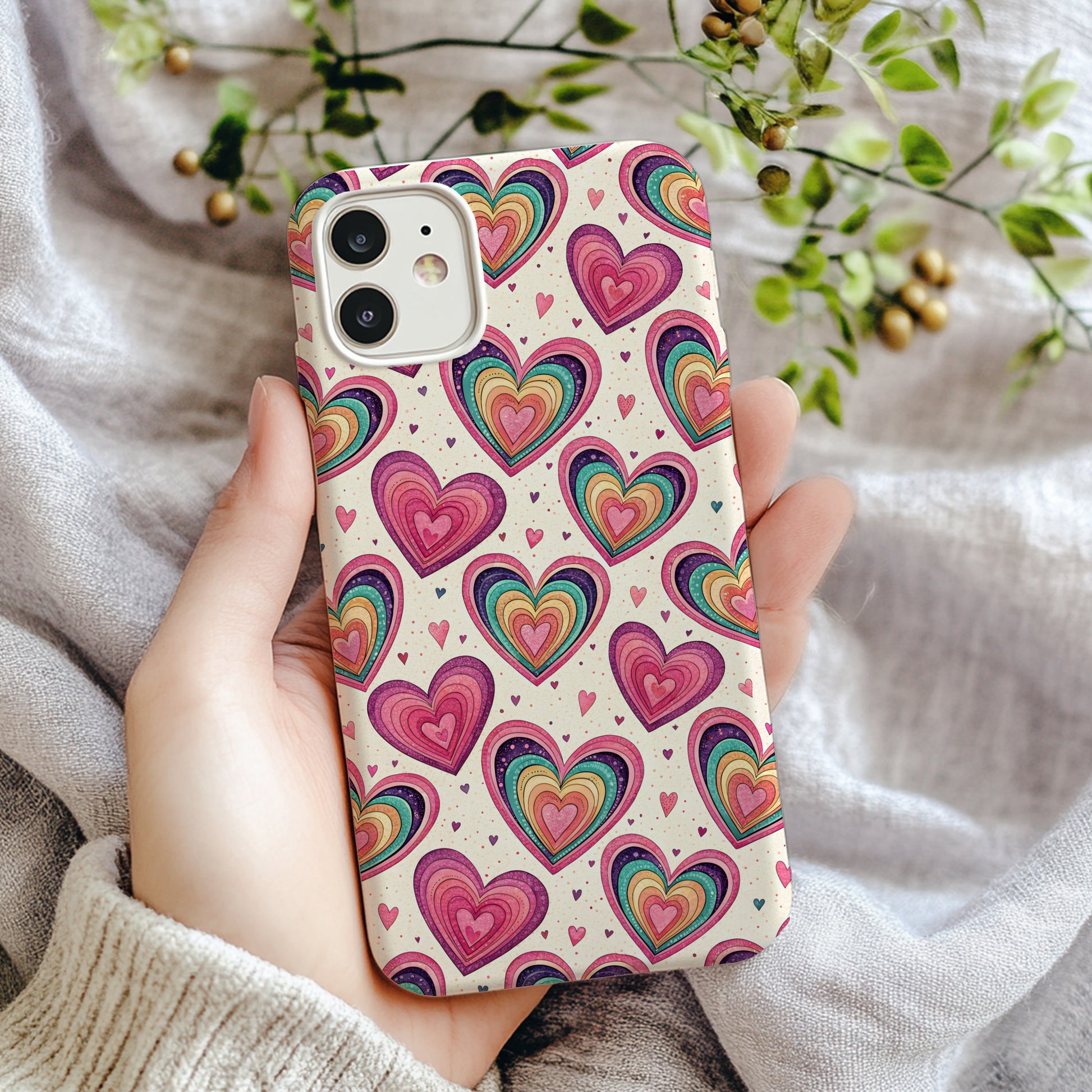 Heart Pattern with Custom Name Valentines Day Gift Custom Phone Case - Walk Greener