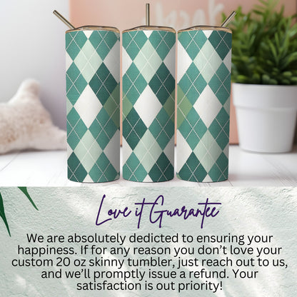 Custom 20 oz Skinny Tumbler with Argyle Design