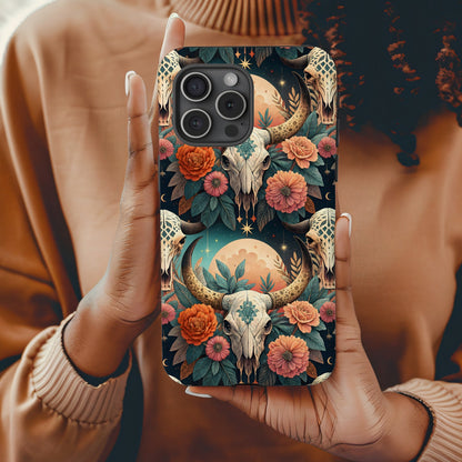 Vibrant Floral Skull Design Phone Case for Unique Style