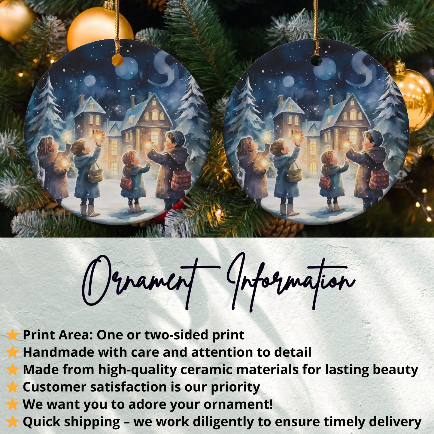 Christmas Eve Family Scene Hanging Ornament product