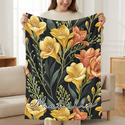 Floral Custom Name Design Perfect Gifts Custom Blanket - Walk Greener