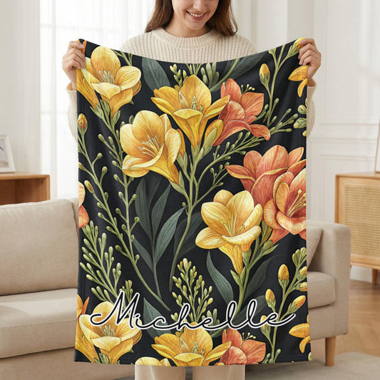 Floral Custom Name Design Perfect Gifts Custom Blanket - Walk Greener
