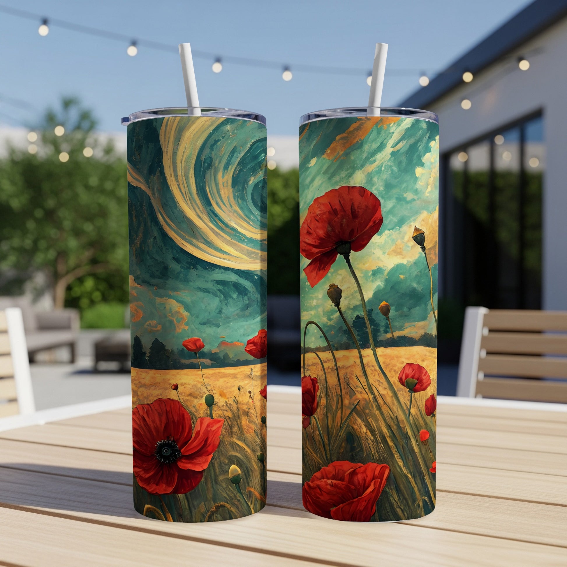 Scenic Poppy Field and Sky Art Insulated Tumbler