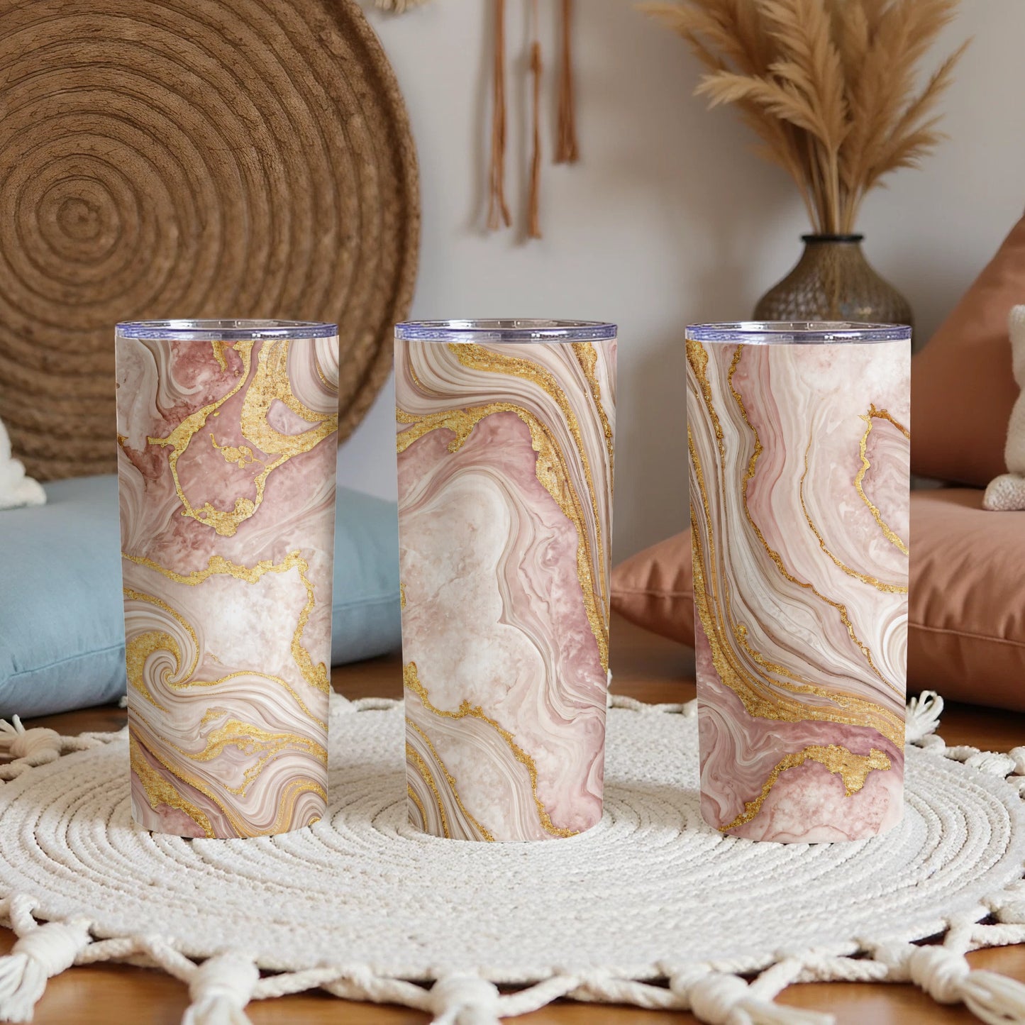 Elegant Marble Swirl Insulated Tumbler for Stylish Hydration
