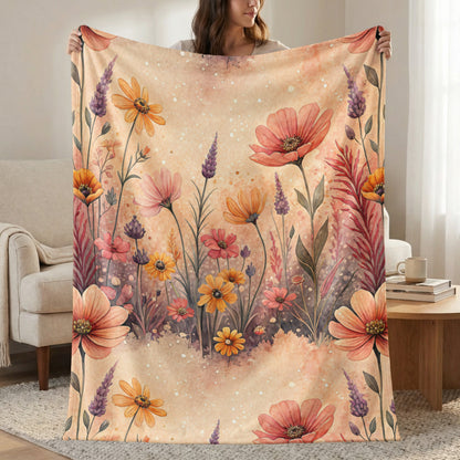 Botanical Garden Colorful Floral Design Velveteen Plush Blankets - Walk Greener