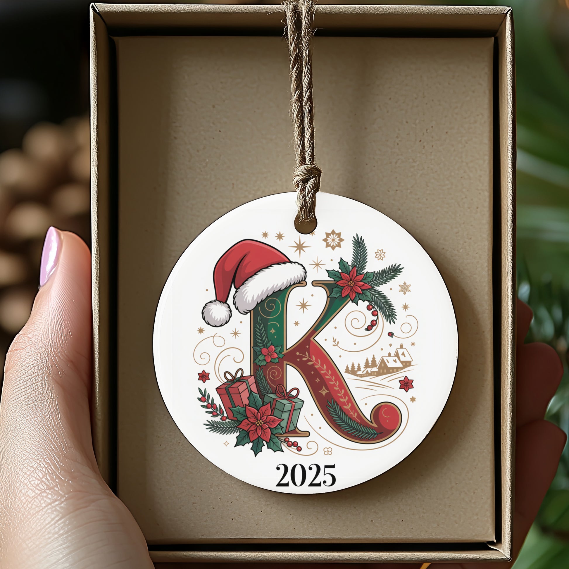 Personalized 2025 Christmas Letter K Ornament product