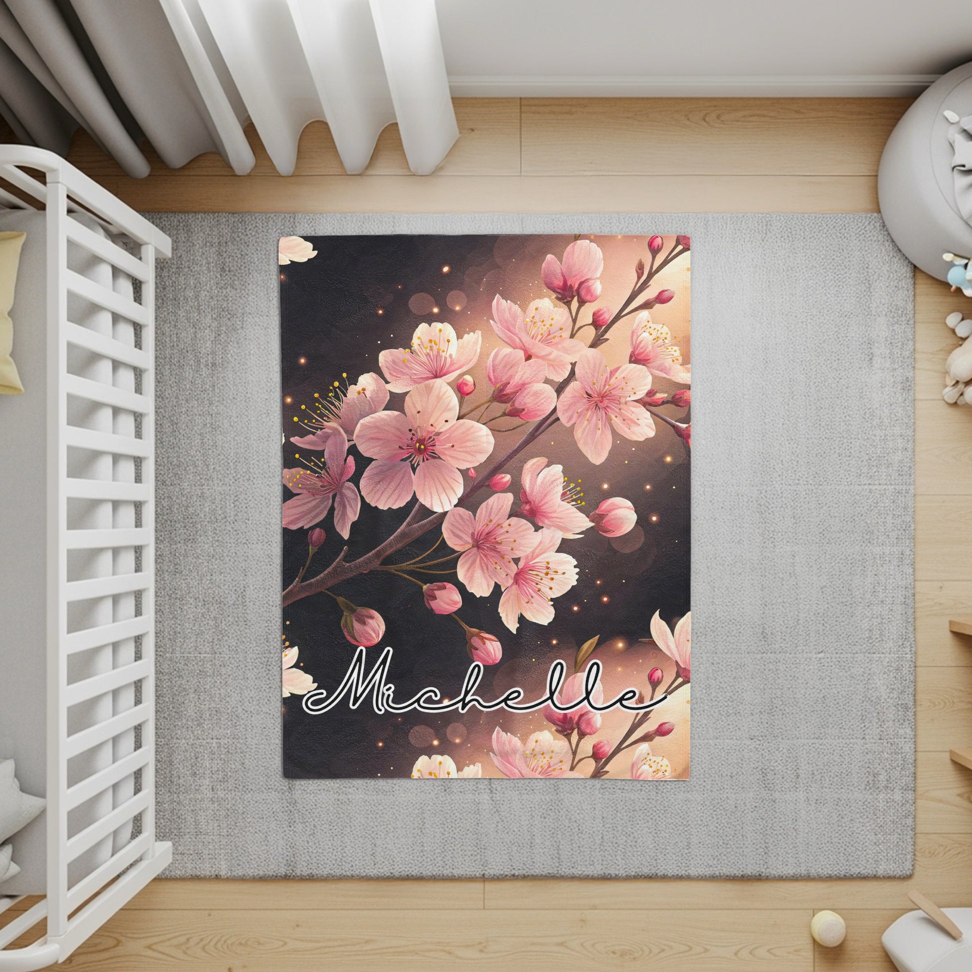 Personalized Cherry Blossom Design Floral Decor Rug