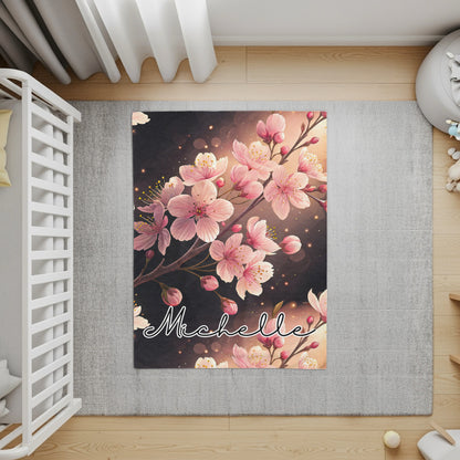 Personalized Cherry Blossom Design Floral Decor Rug
