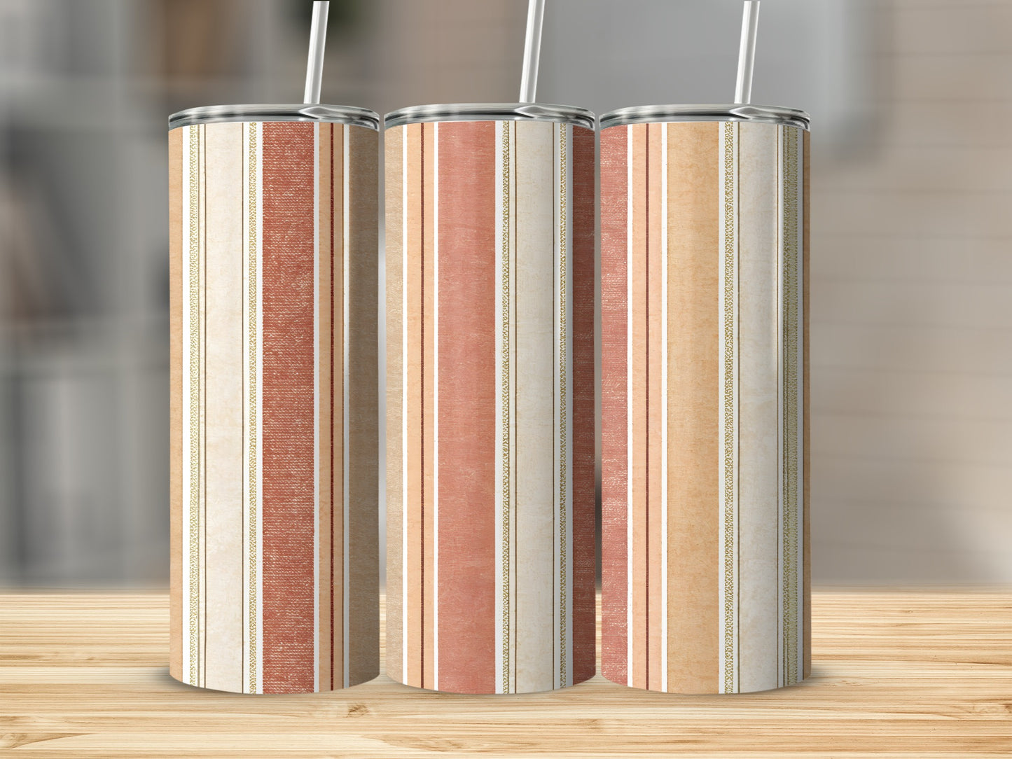 Stylish Pastel Striped Pattern Insulated Tumbler