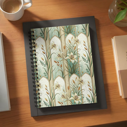 Elegant Green Floral Spiral Notebook for Daily Journaling