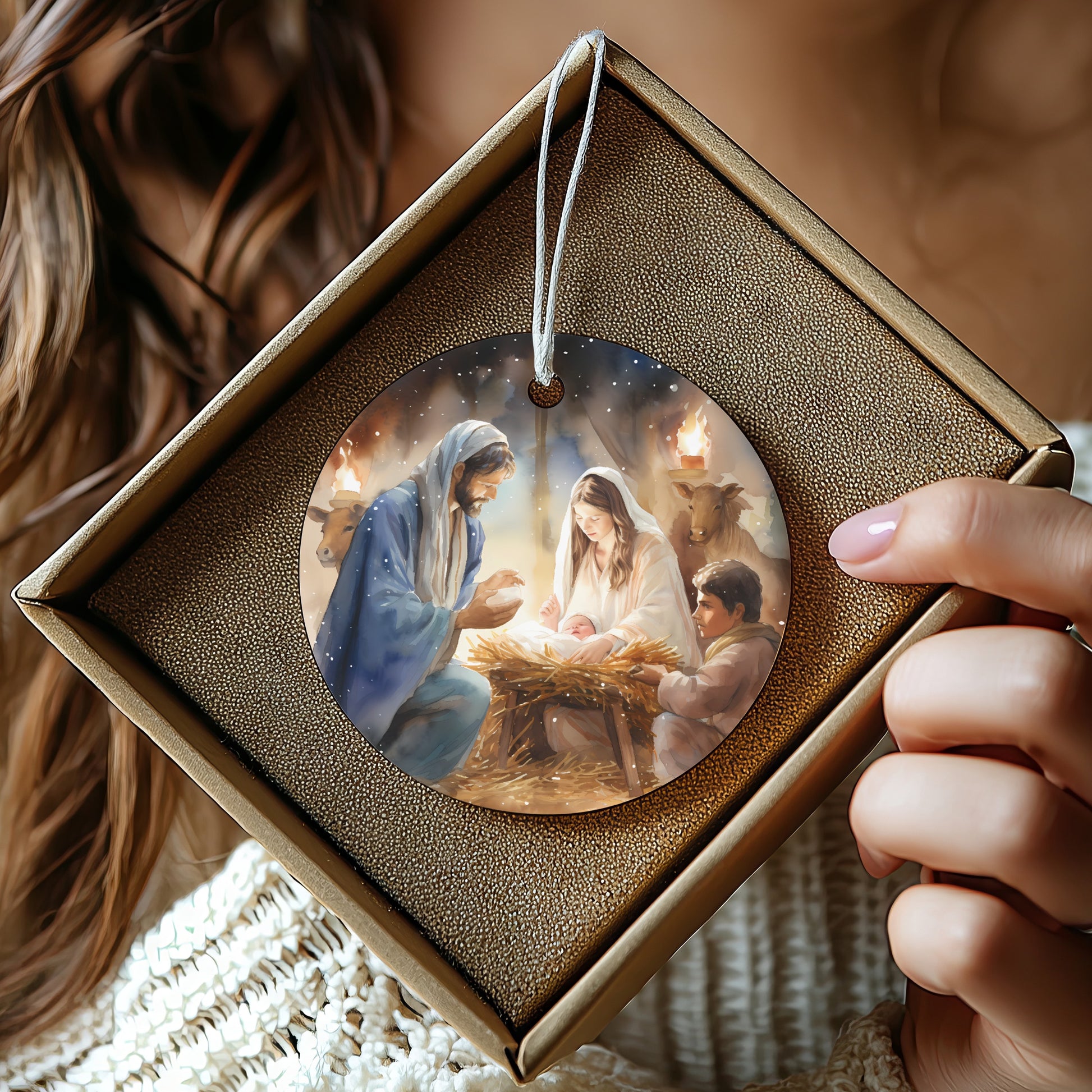 Beautiful Nativity Scene Christmas Ornament product
