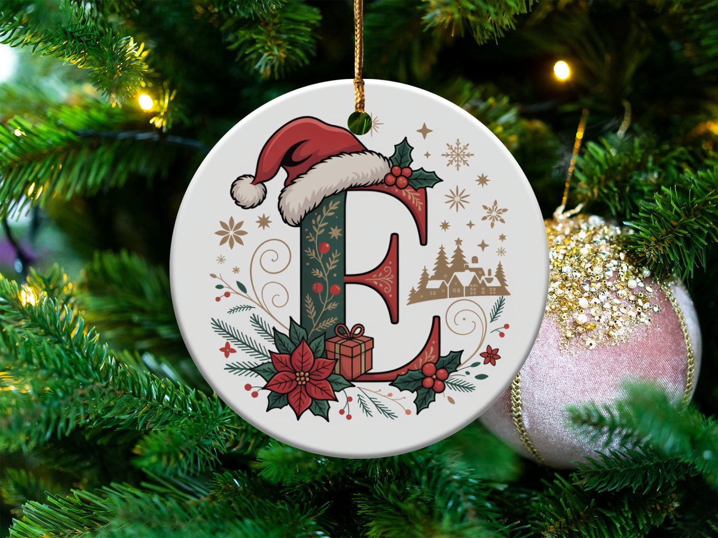 Festive Letter E Christmas Ornament Decorative product