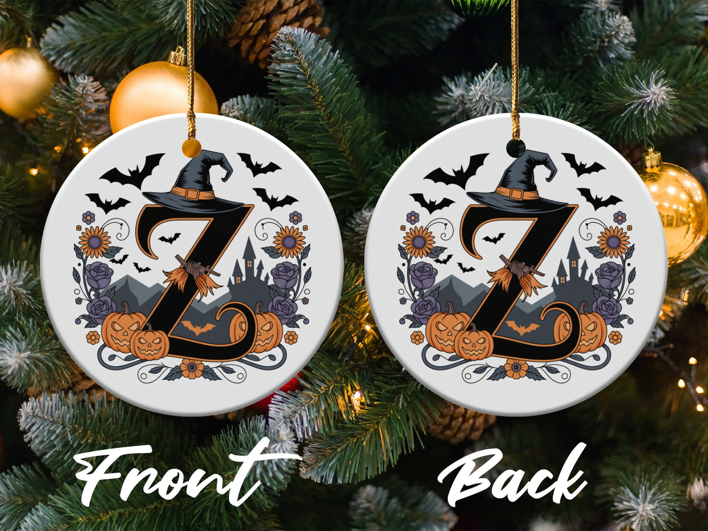 Halloween Witch Initial Ornament Decoration product