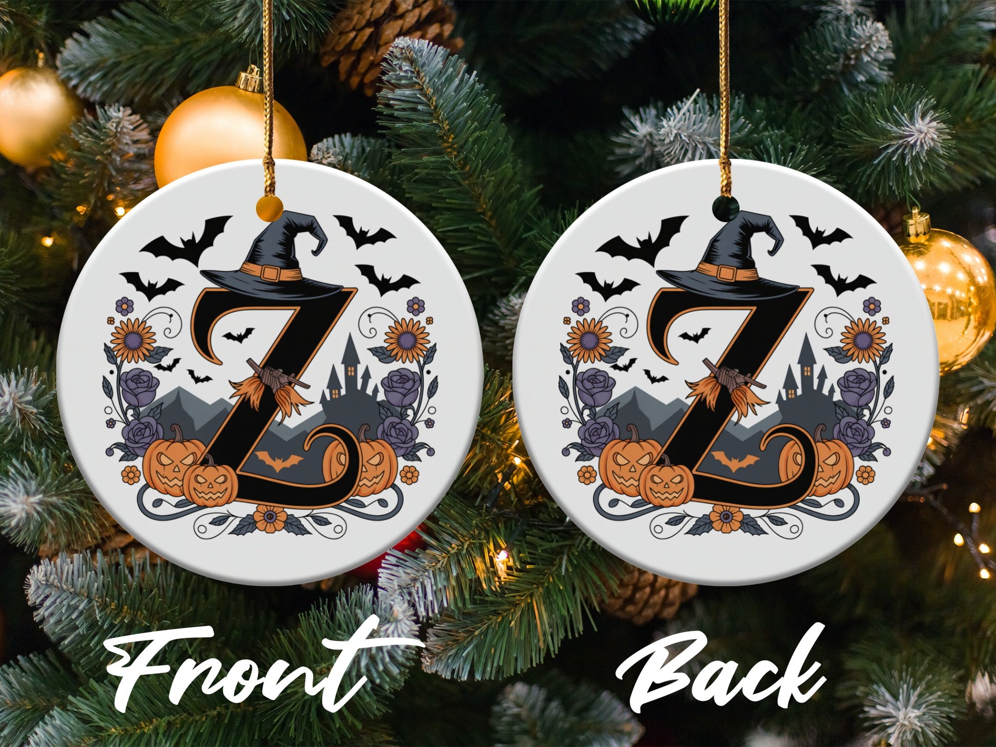 Halloween Witch Initial Ornament Decoration product