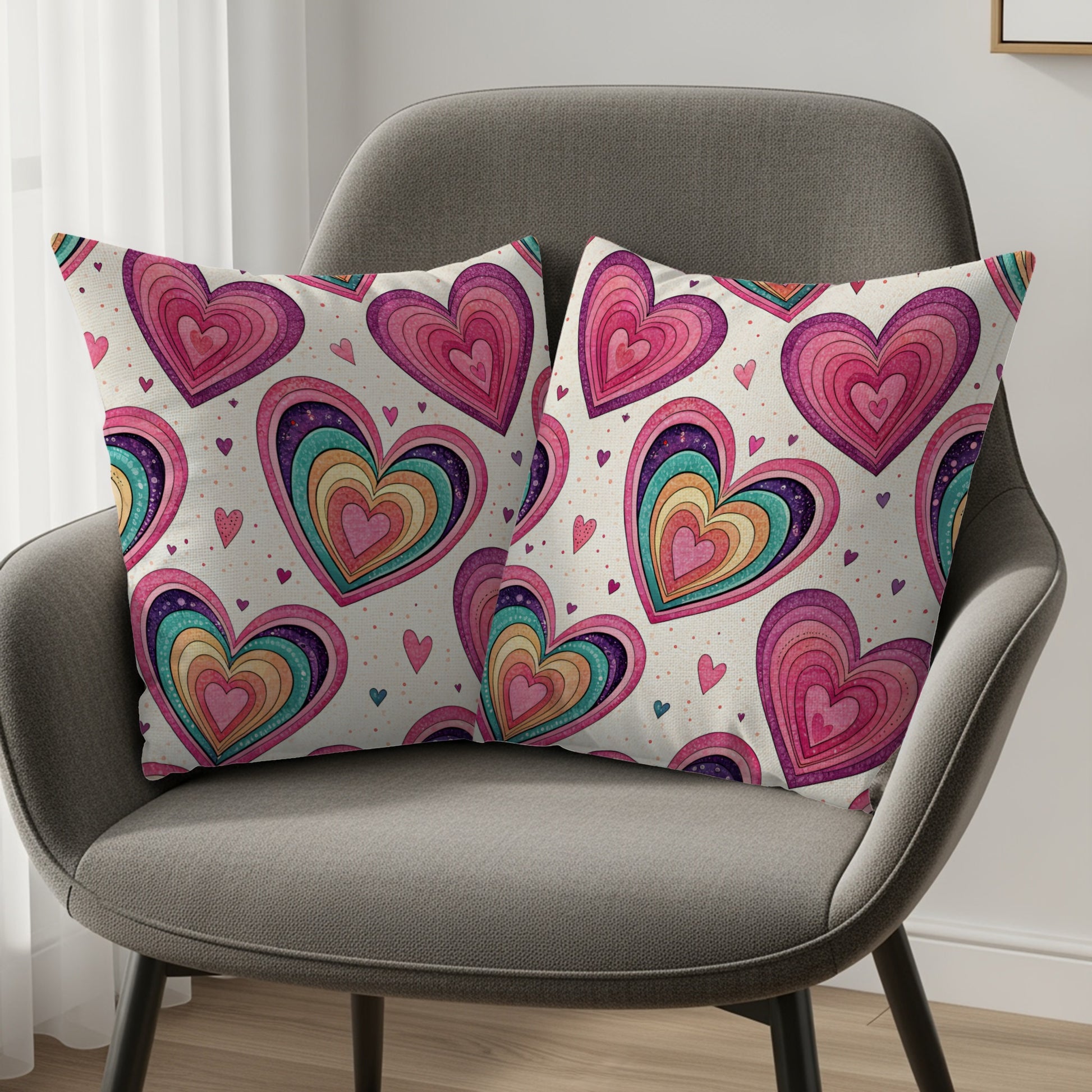 Colorful Heart Pattern Throw Pillow for Stylish Decor
