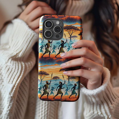 Sunset Safari Tribal Warriors Printed Phone Case