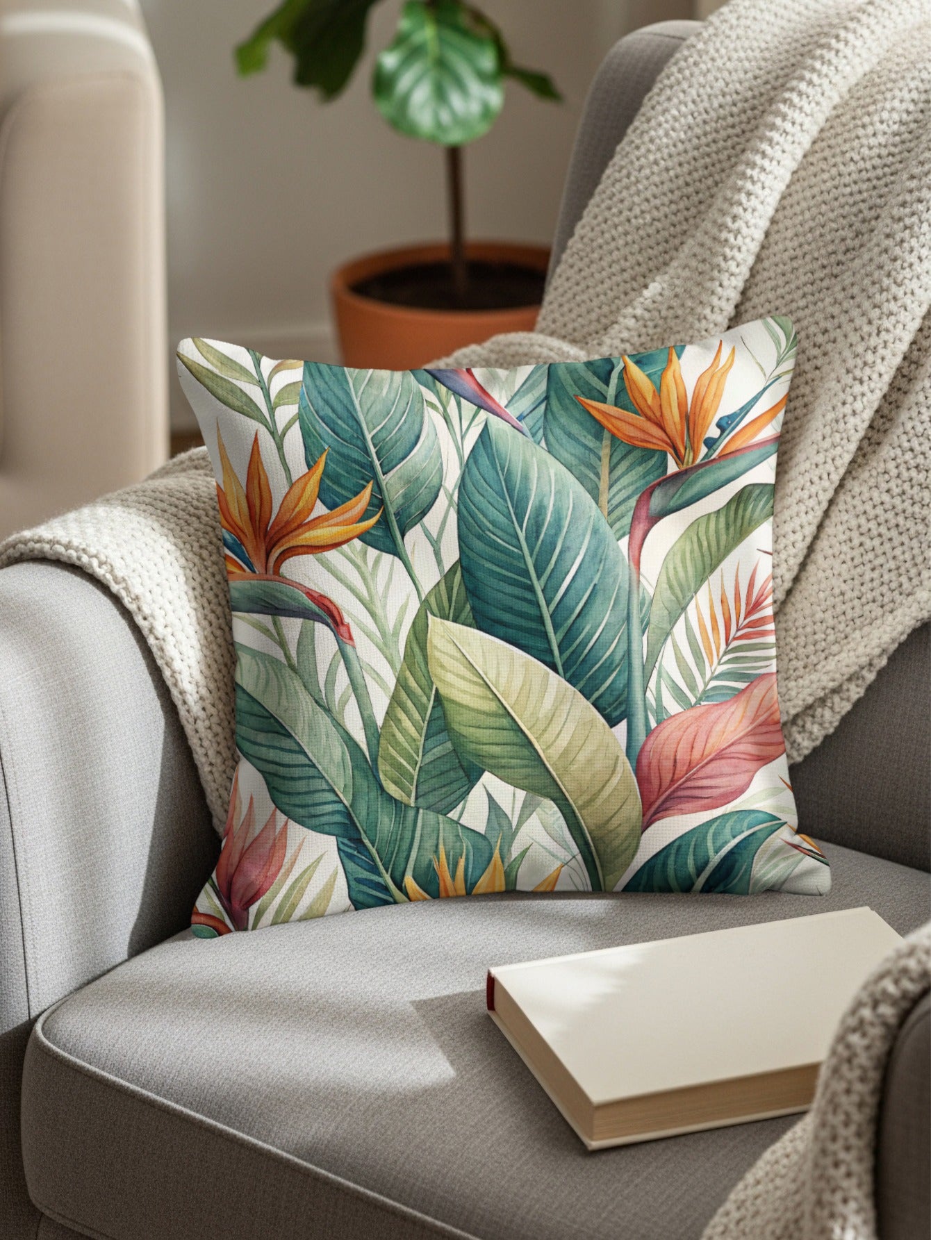 Watercolor Exotic Tropical Floral Design Pillows & Pillow Cases - Walk Greener