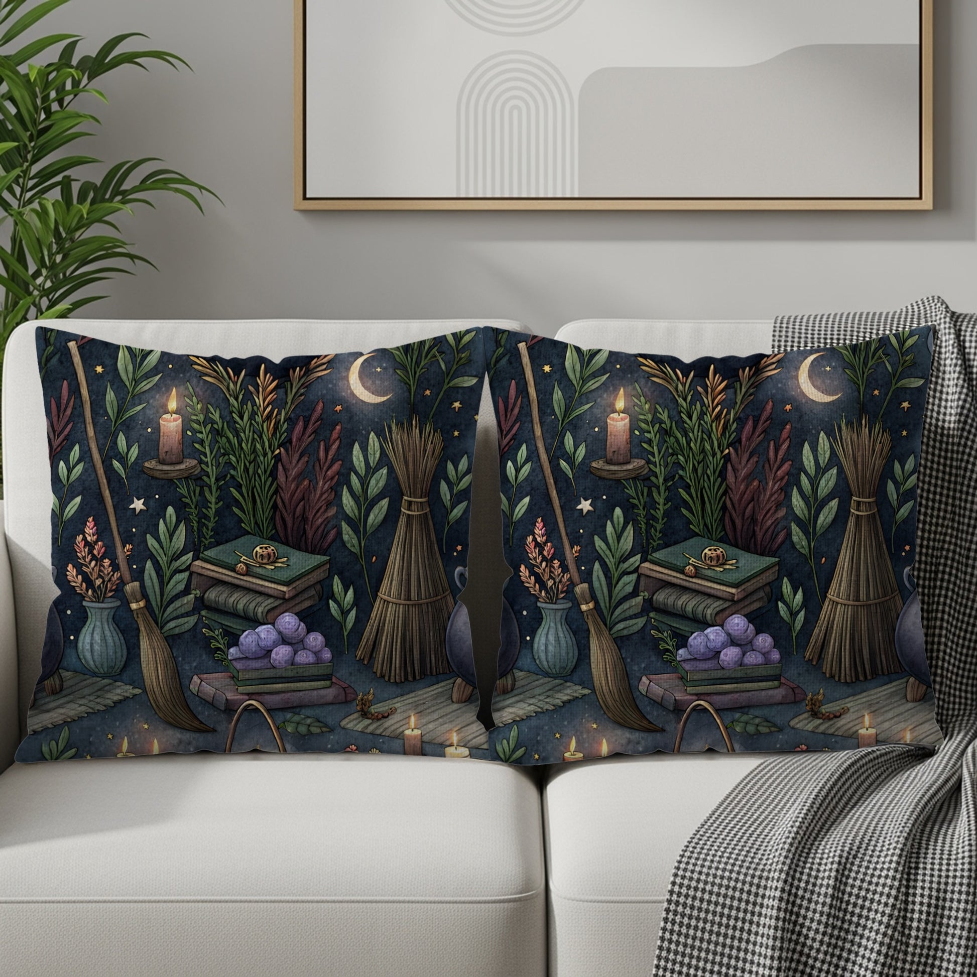 Enchanted Night Botanical Theme Decorative Pillow Set