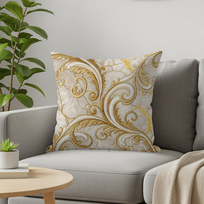 Elegant Gold Swirl Decorative Pillow Cover for Home Decor