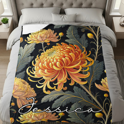 Custom Floral Design Personalized Blanket Jessica