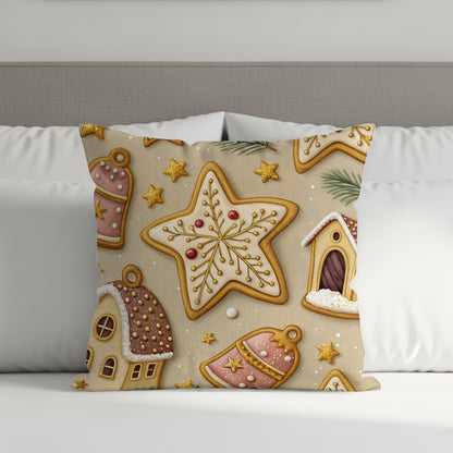 Festive Christmas Cookie Print Holiday Pillow Cover